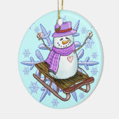 Sneeuwman slee ornament (Links)