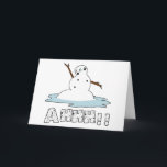 Sneeuwman smelten feestdagen kaart<br><div class="desc">Geniet van dit leuke en vermakelijke winter-gerelateerde sneeuwpop smelten product dat iedereen kan genieten!</div>