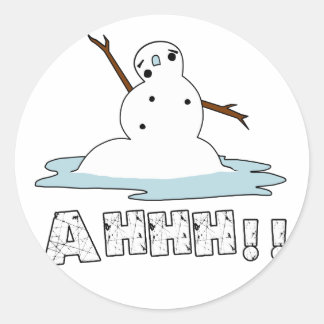 Sneeuwman smelten ronde sticker