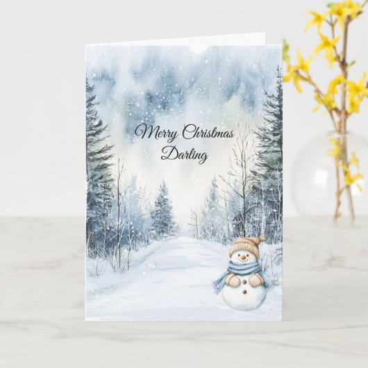 Sneeuwman Sneeuw Bomen Kerstmis   Kaart (Gele Bloem)