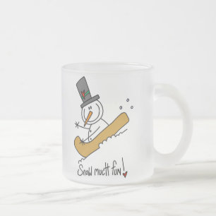 Sneeuwman Sneeuw Veel Plezier Matglas Koffiemok