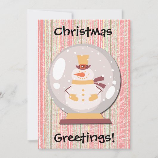 Sneeuwman Sneeuw Wereldbol Retro Kerstvakantie Kaa Feestdagenkaart (Voorkant)