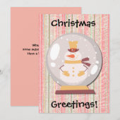 Sneeuwman Sneeuw Wereldbol Retro Kerstvakantie Kaa Feestdagenkaart (Voorkant / Achterkant)