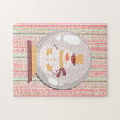 Sneeuwman Sneeuwbol Retro Puzzel Kunst (Horizontaal)