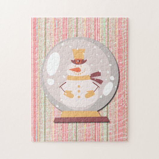 Sneeuwman Sneeuwbol Retro Puzzel Kunst (Verticaal)