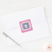 Sneeuwman Sneeuwengel Roze Vierkante Sticker (Envelop)