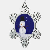 Sneeuwman Sneeuwig Tin Sneeuwvlok Ornament (Rechts)
