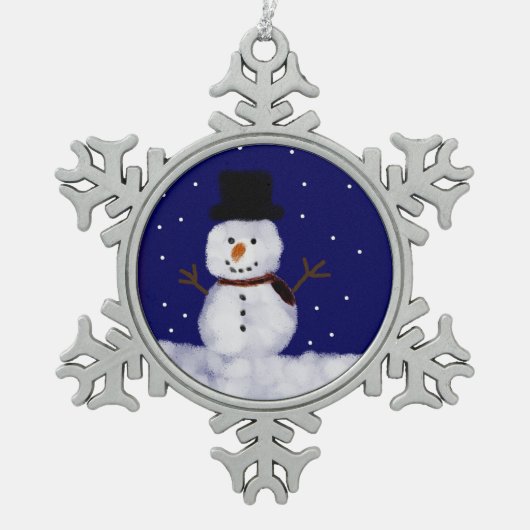 Sneeuwman Sneeuwig Tin Sneeuwvlok Ornament (Voorkant)