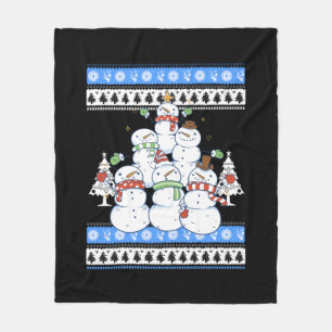 Sneeuwman - Sneeuwman Kerstboom Lelijke Kerst Fleece Deken