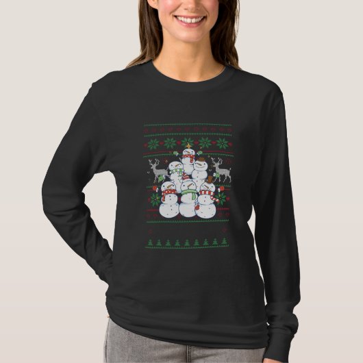 Sneeuwman - Sneeuwman Kerstboom Lelijke Kerst T-shirt (Voorkant)