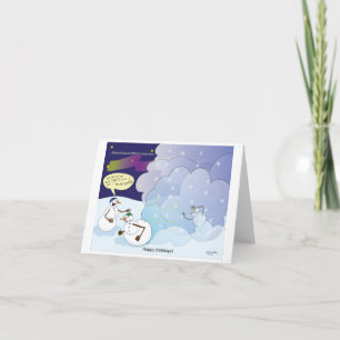 Sneeuwman Sneeuwstorm Kerstkaart Feestdagen Kaart