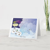 Sneeuwman Sneeuwstorm Kerstkaart Feestdagen Kaart (Voorkant)