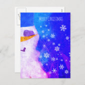 Sneeuwman Sneeuwvlokken Blauwe Magische Kerstmis Feestdagenkaart (Voorkant / Achterkant)