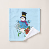 Sneeuwman Sneeuwvlokken Poinsettia Bad Handdoek (Wasdoekje)