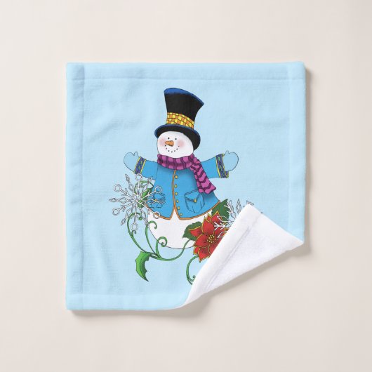 Sneeuwman Sneeuwvlokken Poinsettia Bad Handdoek (Wasdoekje)