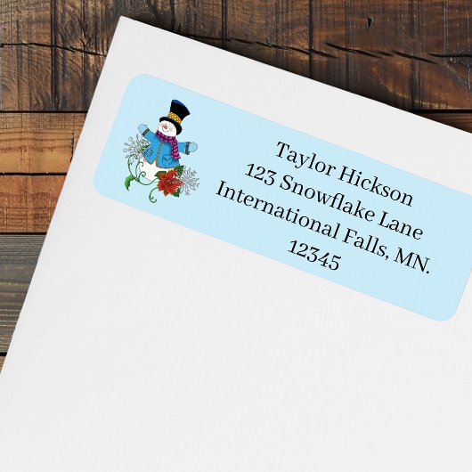 Sneeuwman Sneeuwvlokken Poinsettia Etiket