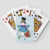 Sneeuwman Sneeuwvlokken Poinsettia Pokerkaarten (Achterkant)