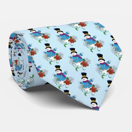 Sneeuwman Sneeuwvlokken Pontsettia Stropdas (Opgerold)