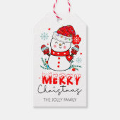 Sneeuwman Sneeuwvlokken Vrolijk Kerstfeest Schatti Cadeaulabel (Voorkant)