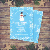 Sneeuwman Sneeuwvlokken Waterverf Blauw Kerstfeest Kaart