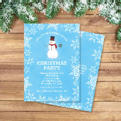 Sneeuwman Sneeuwvlokken Waterverf Blauw Kerstfeest Kaart