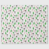 Sneeuwman Snoepstok Kerstboom Cadeaupapier (Vlak)