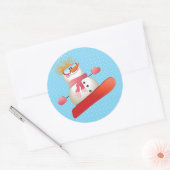 Sneeuwman Snowboarden Stickers 3 inch (vel van 6) (Envelop)