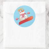 Sneeuwman Snowboarden Stickers 3 inch (vel van 6) (Tas)