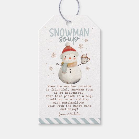 Sneeuwman Soep Cadeautag  Cadeaulabel (Voorkant)