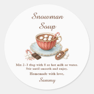Sneeuwman Soep Heet Chocolade Cadeau Etiket