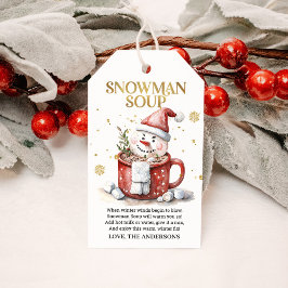 Sneeuwman Soep Kerst Warme Cacao Vakantie Cadeaulabel