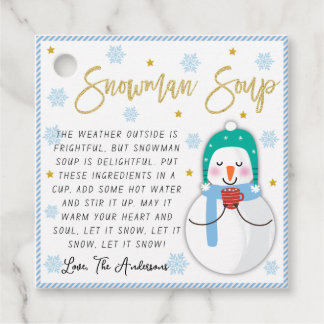 Sneeuwman Soep Kerst Warme Chocolade Geschenk Favo Bedankjes Labels