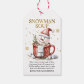Sneeuwman Soep Kerst Warme Chocolade Vakantie Cadeaulabel (Achterkant)