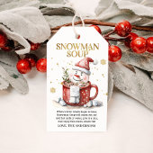 Sneeuwman Soep Kerst Warme Chocolademelk Vakantie Cadeaulabel