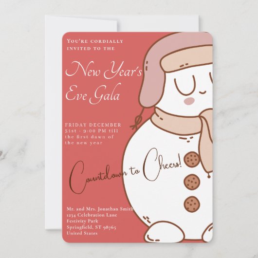 Sneeuwman Soiree" Nieuwjaarsgala uitnodigingen (Voorkant)