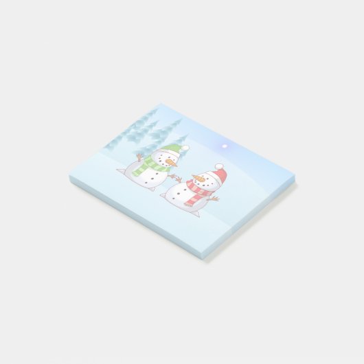 Sneeuwman speeldatum post-it® notes (Schuin)