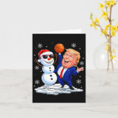 Sneeuwman speelt basketbal met kerstplezier van Tr Kaart (Gele Bloem)