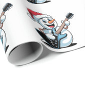 Sneeuwman speelt elektrische gitaar Kerstman Cadeaupapier (Rol Hoek)