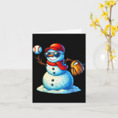 Sneeuwman speelt honkbal als leraar jongens tiener kaart (Gele Bloem)