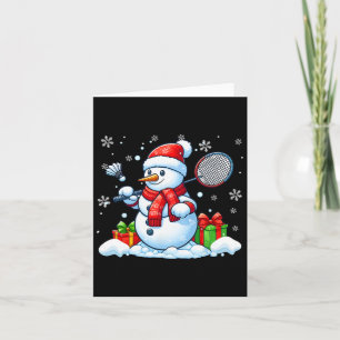 Sneeuwman spelen Badminton Christmas Sport Player Kaart