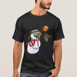 Sneeuwman spelen basketbalspel Kerst Xmas Kind T-shirt
