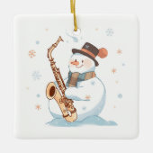 Sneeuwman spelen de saxofoon keramisch ornament (Voorkant)