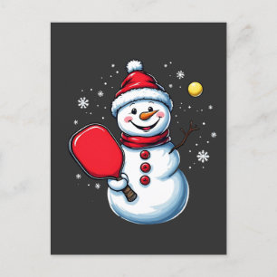 Sneeuwman spelen Pickleball Sport Christmas Lover Briefkaart