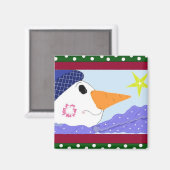 Sneeuwman Sterren Kijken Magneet (Voorkant / Achterkant)