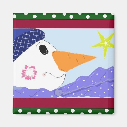 Sneeuwman Sterren Kijken Magneet (Voorkant)