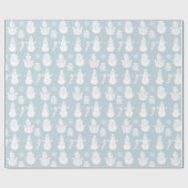 Sneeuwman Sterren Schattige Blauw Xmas Retro  Cadeaupapier (Vlak)