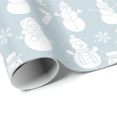 Sneeuwman Sterren Schattige Blauw Xmas Retro  Cadeaupapier (Rol Hoek)