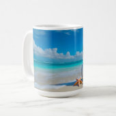 Sneeuwman strandvakantie koffiemok (Voorkant links)