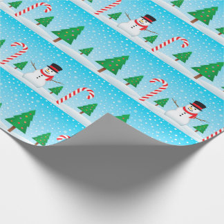 Sneeuwman & Suikerstok Winter Wonderland Cadeaupapier