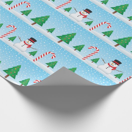 Sneeuwman & Suikerstok Winter Wonderland Cadeaupapier (Hoek)